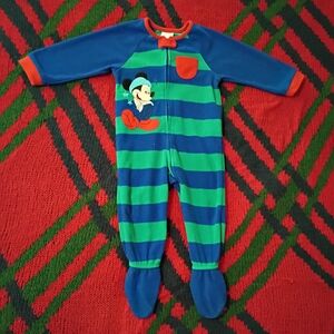 Disney Blue and Green Striped Kids Footie